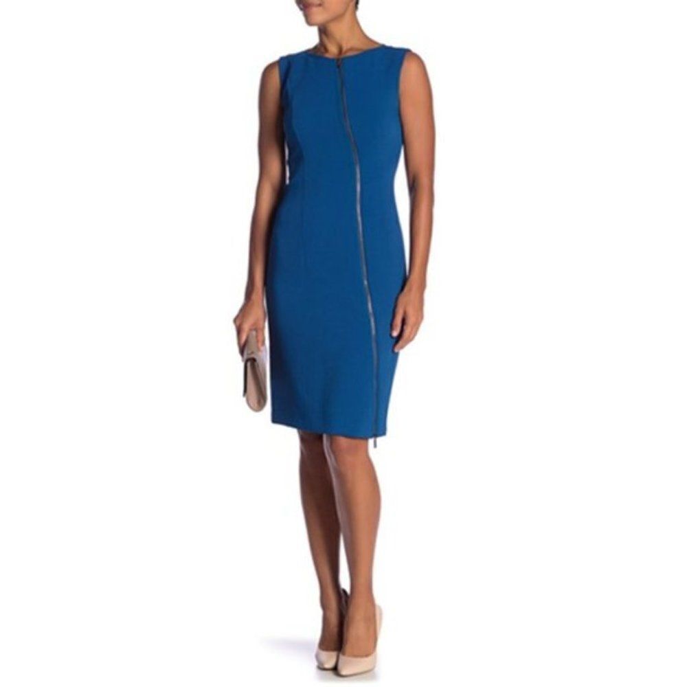 Hugo Boss 'Danafea' Zippered Sheath Dress - size 8 in Blue